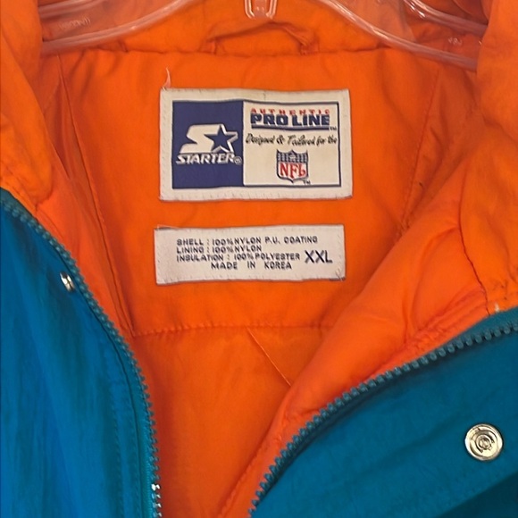 Vintage Starter Mens Miami Dolphins NFL Pro Line Puffer Jacket 90's Size XXL - Picture 2 of 14
